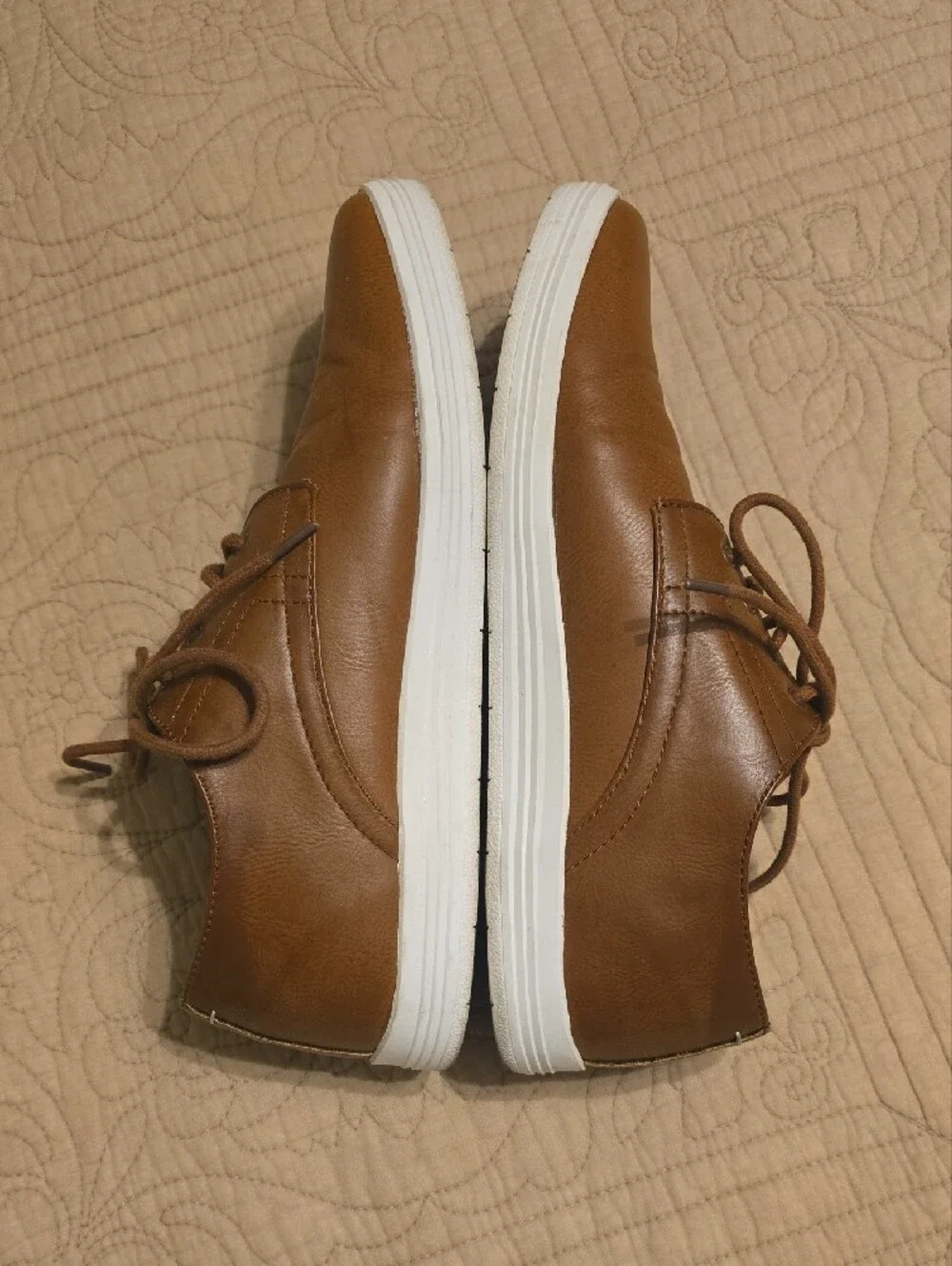 Ben Sherman Presley Oxford Cognac Tan Faux Leather Sneakers Shoes Size 10